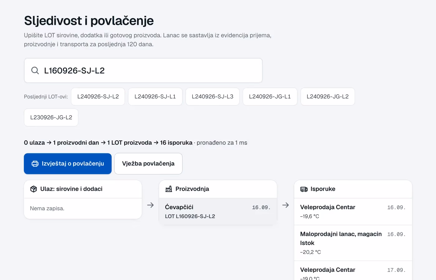 Sljedivost: od LOT-a proizvoda do isporuka